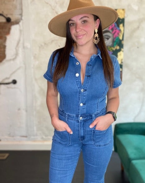 
            
                Load image into Gallery viewer, Denim Flared Jumpsuit
            
        