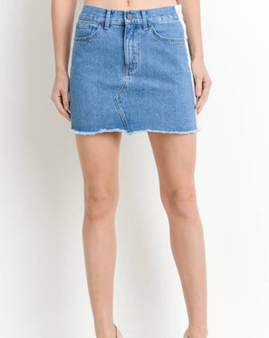 
            
                Load image into Gallery viewer, Two Tone Denim Mini Skirt
            
        
